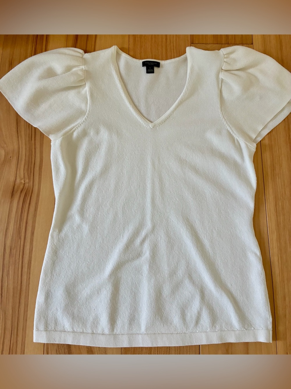 Ann Taylor V-Neck Flutter Sleeve Top